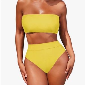 Bandeau High Waisted Bikini With Removable Strap